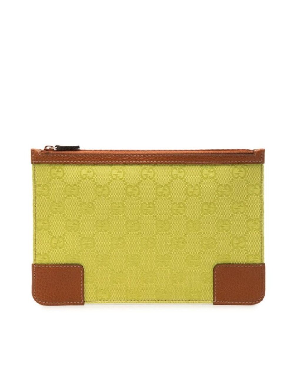 Gucci GG Canvas Clutch Pouch Green Brown